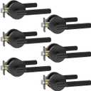 Asidrama 6 Pack Passage Door Handles, Door Lever with Door Knobs Indoor for Bedroom or Bathroom, Heavy Duty Black Door Handles Interior with Locks for Left Right Sided Doors