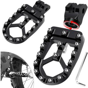 Benlari Dirt Bike Foot Pegs A3 Steel 360 Adjustable Wide Motorcycle Footpegs Fit for Surron S/X Segway X260 X160 Talaria Sting MX3 MX4 Talaria XXX Black