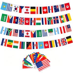 3 x 50 Countries String Flags Banner, JAYUWE 49.2FT/15M International Flag Bunting for 2026 World Up Decoration, Theme Party, Bar, Garden, Sports Clubs