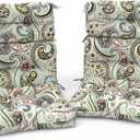 Outdoor High Back Patio Chair Cushions, Fade Resistant & Waterproof Tufted Seat and Back Cushions for Patio Furniture, Patio Chair Cushions 44x22 Inch, Set of 2, Paisley Lightcyan, 44"x22"x4"