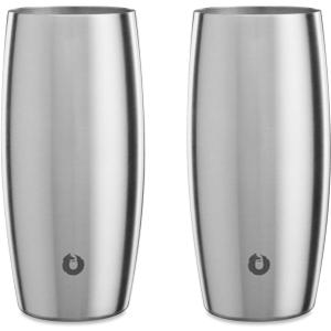 SNOWFOX Vacuum Insulated Double Wall Stainless Steel Beer Glass, Set of 2, Home Bar Accessories, Elegant Bartending, Lightweight Pint Glasses, Sleek Drinkware, Frosty Beverages Stay Cold, 18 oz