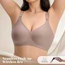 Womens Wireless Jelly Bras Plunge Full Coverage Tshirt Plus Size Bra | Comfortable, no underwire, Push Up, Seamless, V-Neck, bralettes, Older Women, Everyday, soft, Support&Lift (XL)