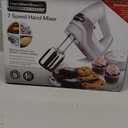 Hamilton Beach Professional 7-Speed Digital Electric Hand Mixer with High-Performance DC Motor, Slow Start, Snap-On Storage Case, SoftScrape Beaters, Whisk, Dough Hooks, White (62656)