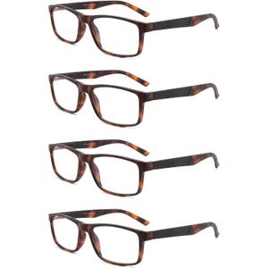 DONGDI Blue Light Blocking Reading Glasses 4 Pack Computer Readers for Women Men,Anti Glare UV Ray Filter Eyeglasses (4pack-brown tortoise, 3.50)