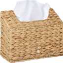 BIBELUN Woven Tissue Box Cover, Water Hyacinth Hand Towel Holder Compatible with Kleenex Disposable Paper Hand Towels, Farmhouse Wicker Napkin Dispenser for End Table, Bathroom, Kitchen, Home Decor