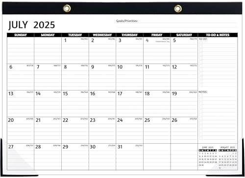 Desk Calendar 2025-2026 – Jul 2025 – Dec 2026, 18 Monthly Desk Calendar, Large, 17'' x 12'', 2025-2026 Desk/Wall Calendar with To-do Lists, Desk Pad, Ruled Blocks, Corner Protectors