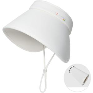 Sun Visor Hats for Women Wide Brim UPF 50+ UV Sun Protection Visor Hats Casual Adjustable Roll up Summer Beach Caps