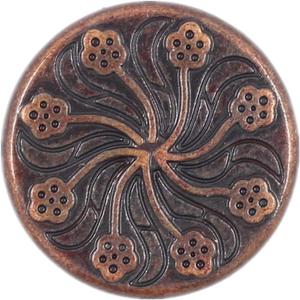 Bezelry 12 Pieces Flower Flourish Dark Copper Color Metal Shank Buttons. 20mm (3/4 inch) (Dark Copper)