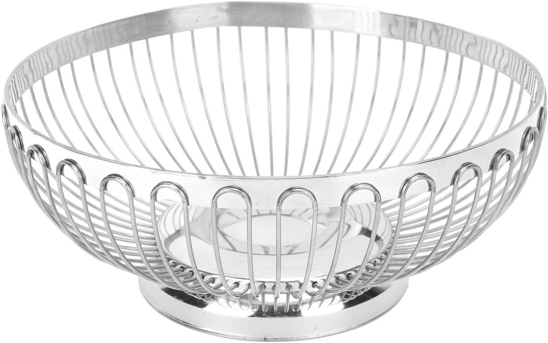 Countertop Fruit Basket, 10 inch Stainless Steel Metal Wire Fruit Fruit Bowl, Decorative Centerpiece Kitchen Storage Organizer for Fruits, Vegetables, Snacks, Bread, Kitchen Gadgets (XL)