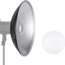 NEEWER 16"/41cm Aluminum Standard Reflector Beauty Dish with White Diffuser Sock for Bowens Mount Studio Strobe Flash Light, NEEWER Vision 4 ML300 S101-300W S101-400W etc