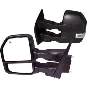 AERDM New Pair towing mirror Black Housing Compatible with 2015 2016 2017 2018 2019 2020 Ford F150 Pickup Truck Towing Mirrors Power Heated w/Turn Signal, Auxiliary Lamp Temp Sensor