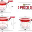 M MCIRCO 6 Pcs Glass Measuring Cups with Lids Set, 1-Cup, 2-Cup, 4-Cup Measuring Jugs with Handle, Nesting Liquid Measuring Cups for Kitchen