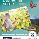 Self Adhesive Laminating Clear Sheets, 4mil, Pack of 50, Letter Size (8.5 x 11 Inches) No Heat, No Machine, Laminate Sheets Self Sealing, Contact Plastic Paper by HASHI