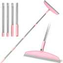 Multifunction Silicone Broom, 54 Inch Adjustable Long Handle Rubber Magic Broom Sweeper for Floor Bathroom Kitchen Shower Pet Hair Glass(Gray Pink)
