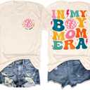 Mom Shirt for Women Boy Mama Graphic Short Sleeve Mom Life Casual Tee Tops (S)