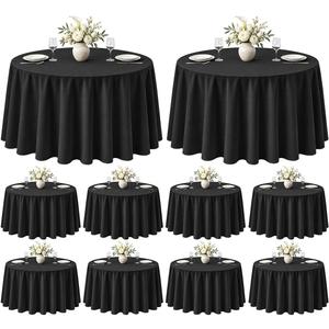VidaFete Classic Series 10 Pack 120inch Round Polyester Table Cloth, Black