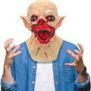 Vampire Mask with Sharp Teeth, Scary Latex Adults Demon Monster Face Masks for Cosplay Party Props - Light Brown