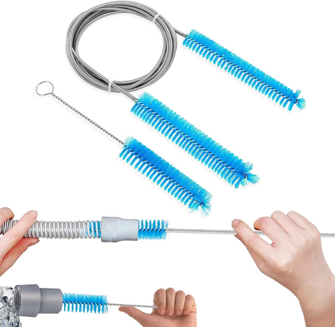 Cleaning Brush for CPAP Hose, Cleaning 7 Feet Tubing and 15mm 19mm Diameter CPAP Tube Cleaning Brush Compatible Most CPAP Hose Type CPAP Cleaning Supplies (Blue)