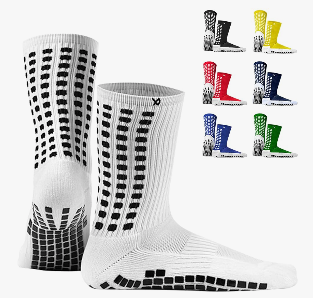 Lux Dual Grip Socks - Soccer Grip Socks for Men and Women. GripArray Performance & Comfort (White)
