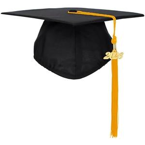 FtyFty Unisex Adult Matte Graduation Cap with Tassel Year Charm