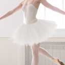 BOMAROLAN Women's Adult Tutu Skirts Classic 5 Layers Plus Size Tulle Ballet Skirts for Women Halloween Costume (White, L)