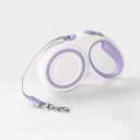 360 Tangle-Free Retractable Dog Leash, Heavy Duty Reflective Nylon Tape Lead 10 ft Long, up to 44lbs, One Touch Quick-Lock Braking System & Anti-Slip Handle (White-Purple, Small)