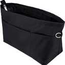 Handbag Tote Purse Organizer Insert Bag Liner Shaper Divider Zipper 11 Pockets Compartments Small Black