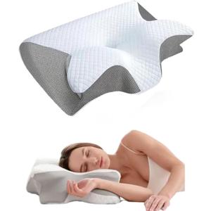 Sleep Apnea Pillow,Cervical Pillow for Sleep Apnea,Premium Memory Foam Pillows for Neck Pain Relief, Neck Support Ergonomic Pillows Side Sleeper Pillow, for Side, Back, Stomach Sleepers (Grey)
