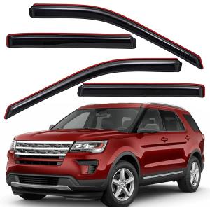 Lightronic Extra Durable Clip-on in-Channel Auto Vent Window Visor, Fits 2011-2019 Ford Explorer, UV Protection Rain Guard, Original Wind Deflector, No-Drill Easy Install, Dark Smoke, 4-Pcs