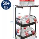 3-Tier Metal Rolling Utility Cart with Walnut-Textured Top on Wheels Craft Cart and Side Table for Bedside, Kitchen, Office, Bathroom & Craft Room