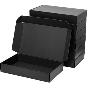 Timirog Shipping Boxes 17x11x3 Inches 18 Pack Black Corrugated Cardboard Mailing Box for Small Business, Tab Locking Literature Mailer Packaging Supplies for Packing Clothes Shirt Robe Gifts