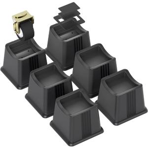 ZTON Bed Furniture Risers Elevation in Height 3" Heavy Duty Risers for Both Posts and Wheels of Furniture Sofa Bed Couch Chair Table, Support up to 3000 lbs. (6 Pack, Black)