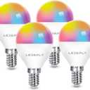 A15 LED Smart Bulb, 5W=40W,Compatible with Alexa Google Assistant, E12 Base, G45 Ceiling Fan Light Bulbs, 2.4G WiFi ONLY, 4 Pack