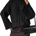 Saodimallsu Womens Oversized Sweaters Cable Knit Bell Batwing Sleeve Crew Neck Fall Winter Chunky Pullover Tops (Large, Black)
