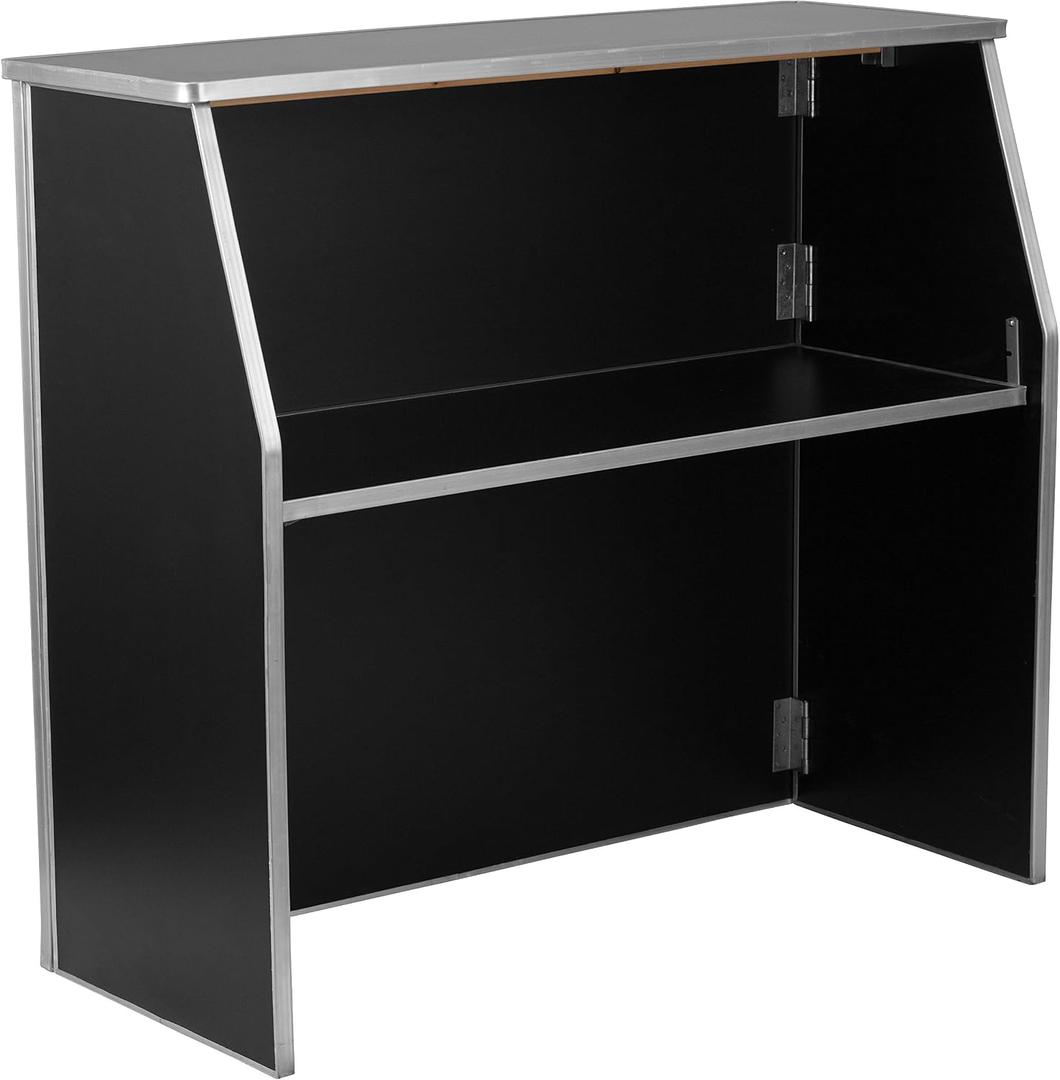 Flash Furniture Amara 4' Black Laminate Foldable Bar - Portable Event Bar, One Size