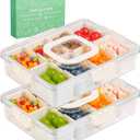 2 Pack Snackle Box Container - Dishwasher Safety Divided, Serving Tray with Lid and Handle - Charcuterie Board for Portable Snack Platters - Clear Organizer for Fruits Snacks,Perfect for Road Travel