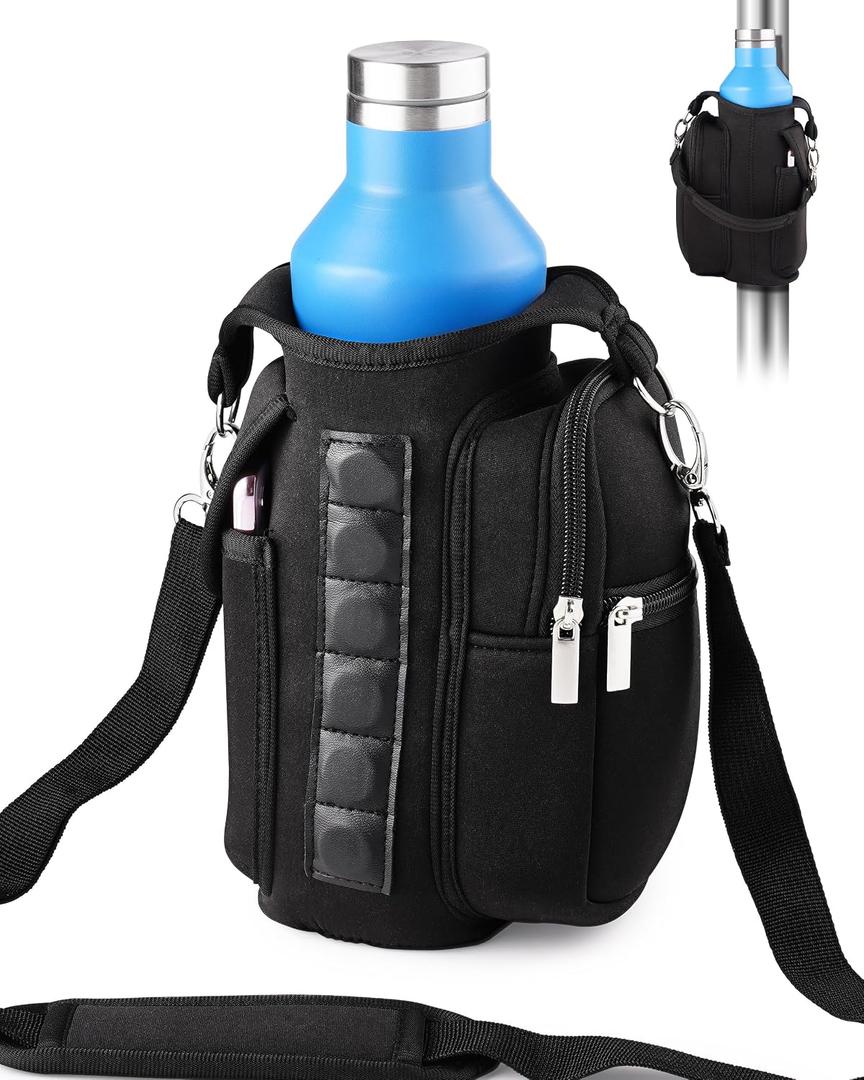 Gym Carrier, Magnetic Gym Pouch, Tumbler Carrier with Strap Phone Pockets, Fitness Portable Crossbody Bag with 6 Built-in Magnets, Gym Carrier with strap, Magnetic bag holder for Running Traval Sports