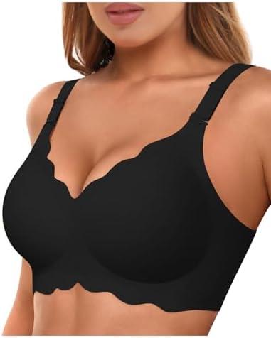 Easybunny Bras for Women No Underwire Wireless Bras with Support & Lift Seamless Scalloped Full Coverage Tshirt Bra, XL Easybunny Bras for Women No Underwire Wireless Bras with Support & Lift Seamless Scalloped Full Coverage Tshirt Bra, XL