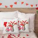 2Pcs Valentine's Day Throw Pillow Covers 18"x 18" Valentines Embroidered Red Heart Love Pillow Covers Farmhouse Decorative Cushion Cases for Couch Sofa Bed Living Room Bedroom Decor Gift