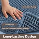 AMOAMI Waffle Bath-Mat, Absorbent Bath Mats for Bathroom Non Slip, Machine Washable Bathroom Rugs with Tassels Ultra Soft Boho Bath Rugs for Floor 24"x36" Blue