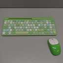 Retro Wireless Keyboard and Mouse Combo, Full-Size USB Keyboard with Round Keycaps, 2.4GHz Wireless for Desktop, Laptop and Computer (Green-Colorful)