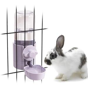 17oz Rabbit Water Bottle, Pet Cage Suspended Water Dispenser, Hanging Automatic Small Pet Water Bowl for Bunny Cat Ferret (Purple)