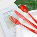 300 Pcs Red Plastic Silverware, Red Plastic Utensils, Disposable Cutlery Heavy Duty, 100 Forks, 100 Spoons, 100 Knives for Birthday, BBQ, Christmas