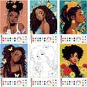 Ctosree 6 Pack Pre Drawn Canvas for Painting Pre Printed Canvas Kit 8 x 10 Inch Stretched Cotton Paint and Sip Set for Adults Couple Party Date Night(Sunshine Girl)
