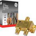 GE Digital 2-Way Coaxial Cable Splitter, 2.5 GHz 5-2500 MHz, RG6 Compatible, Works with HD TV, Satellite, High Speed Internet, Amplifier, Antenna, Gold Plated Connectors, Corrosion Resistant, 33526 (1 Pack)