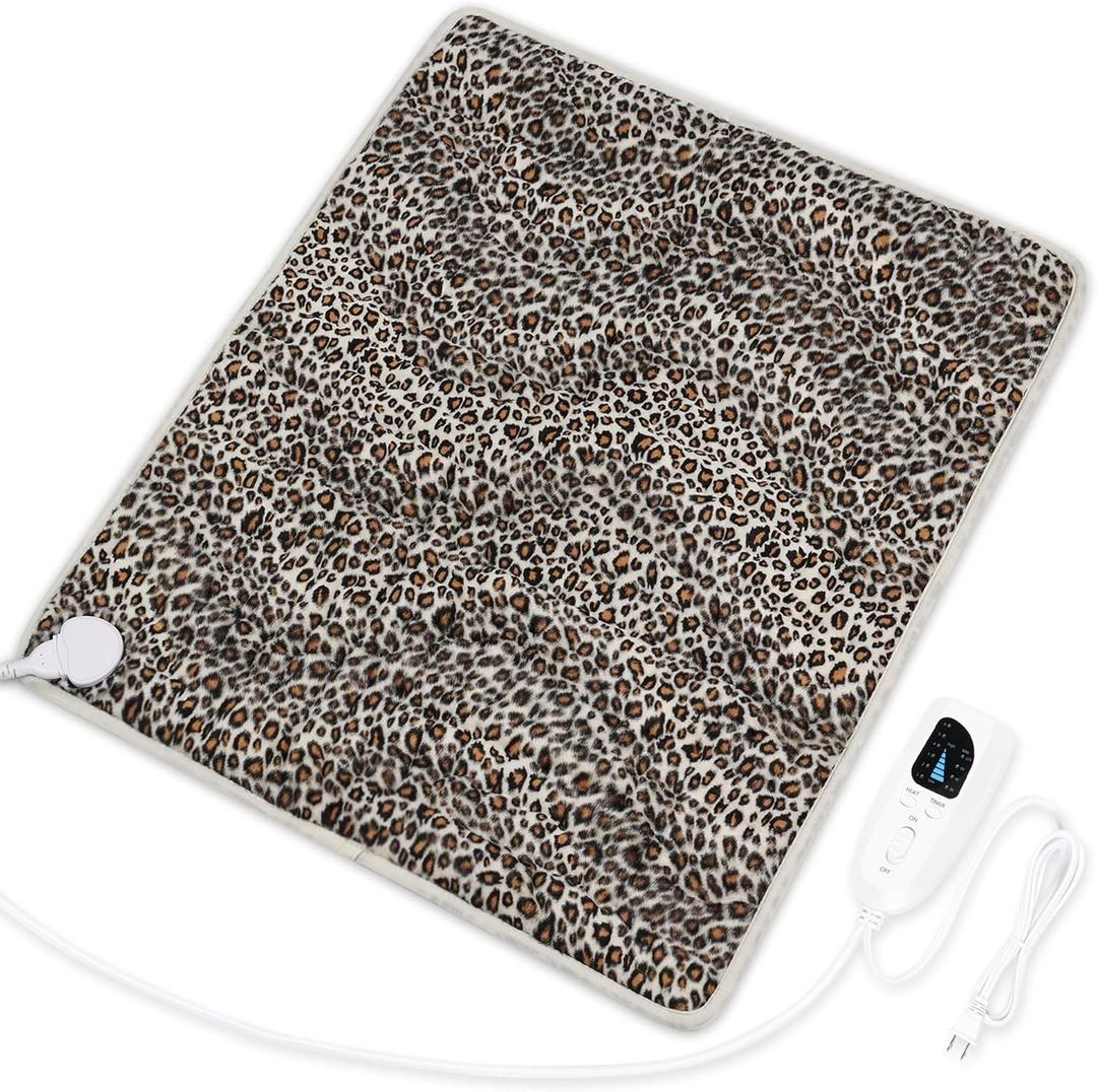 Deepsoon Heating Pad,Electric Heating Pads for Back,Neck,Abdomen,Moist Heating Pad for Shoulder,Knee,Arms,Legs,Dry/Moist Heat & Auto Shut Off,Christmas Gifts for Men and Women,Leopard Print,24x20 Inch