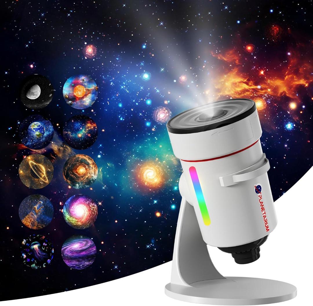 Galaxy ProjectorUpgraded HD Star Projector Lens, 10 Realistic Nebula Scenarios Room LightsTimer Off Controls&8-Color Night LightSuper Wide Ceiling Coverage for Bedrooms Home Theaters Kids Rooms