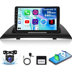 [2G+64G] Car Radio for BMW X3 E83 2004 2005 2006 2007 2008 2009 2010 2011 2012, Android 13 Touch Screen Car Play Stereo, Carplay/Android Auto/EQ Audio/Bluetooth/SWC