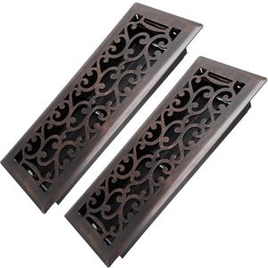 4x12 Inches 2 Pack Heavy Duty Walkable Floor Register - Easy Adjust Air Supply Lever Decorative Floor Vent Covers - Savannah Design Vent Covers for Home - Oil Rubbed Bronze