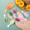 24 Pcs Mini Wet Hair Brush, Travel Detangling Brush, Mini Brush Hairbrush for Girls Little Travel Hairbrush Detangling Soft Bristles Hair Brush for Most Hair Types Smoothing with Ease Knots (8 Colors)